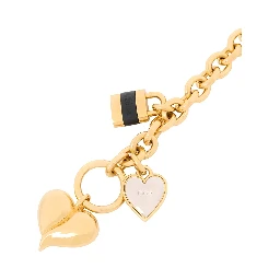 gold-colored Bracelet with padlock and heart pendants in bronze for women