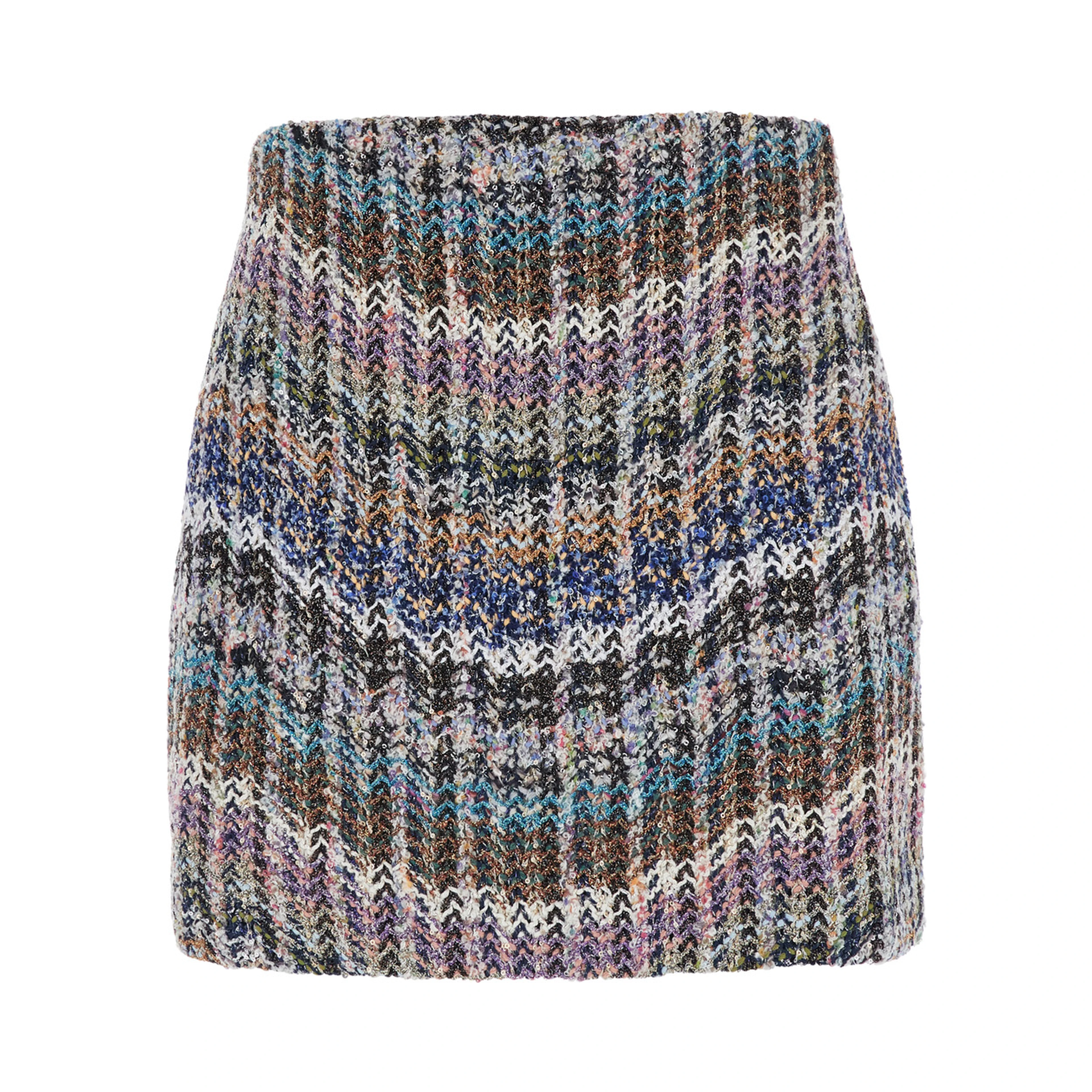 multicolor skirt with motif and all-over sequins in fabric women
