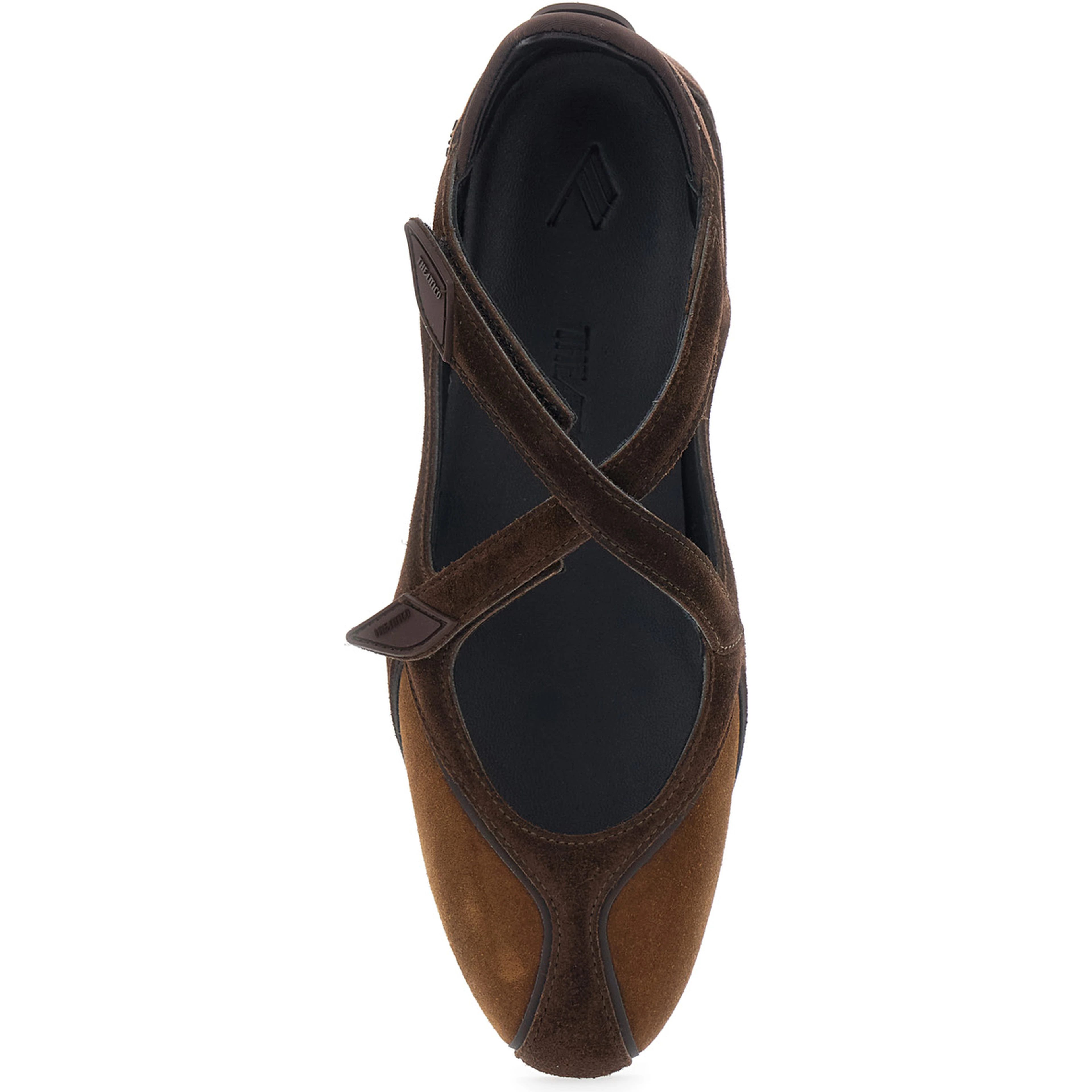 Floor 01 Brown ballet flats with closure with intertwined straps in suede for women