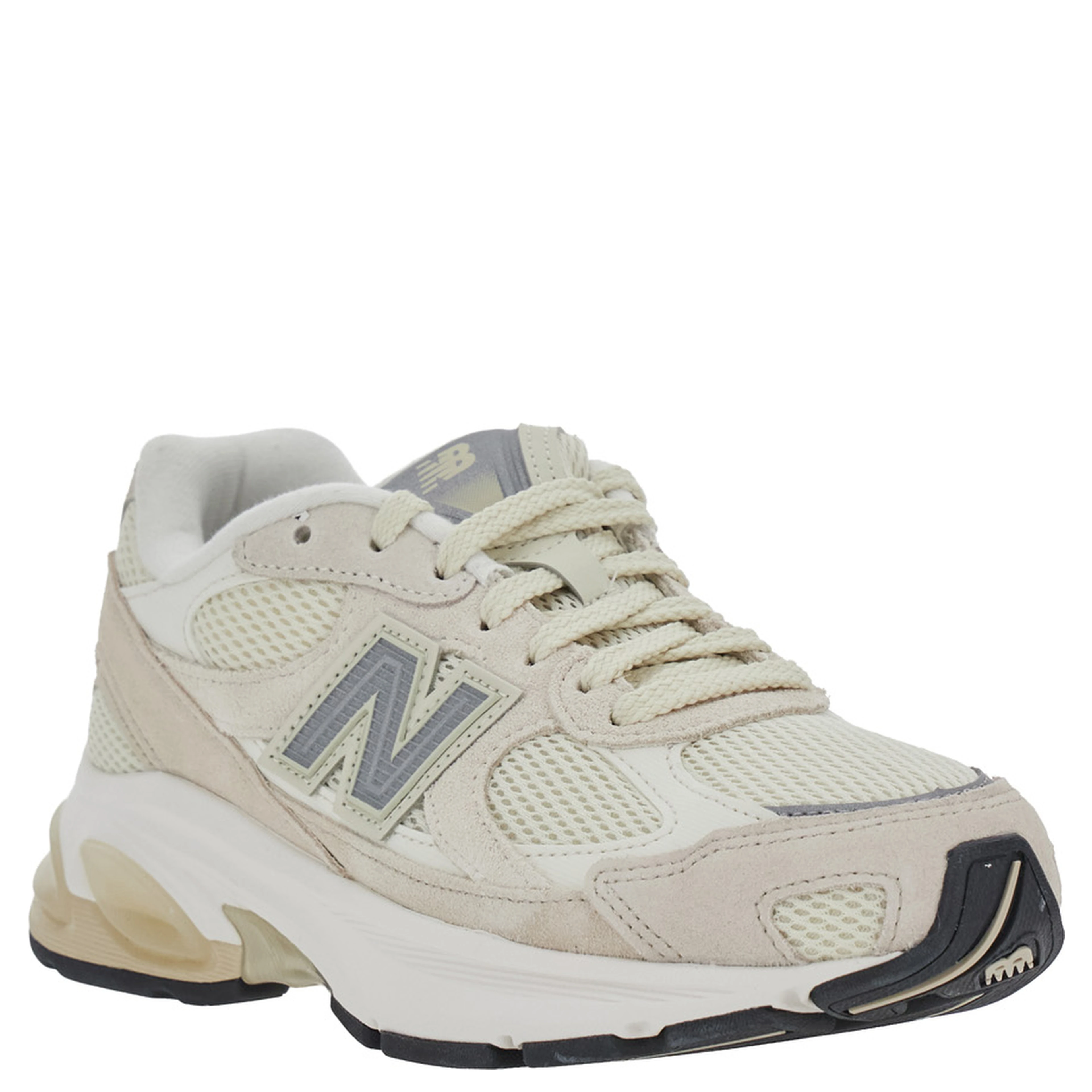 U2010 Gray Low Top Sneakers with Logo Patch on the Side in Leather and Tech Fabric Unisex