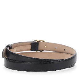 black Belt with GG buckle on the front in leather for women