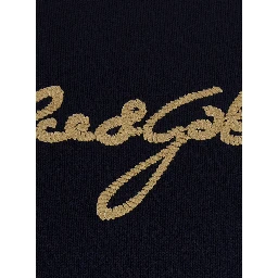 Blue Crew neck T-Shirt with logo lettering on the front in cotton for men