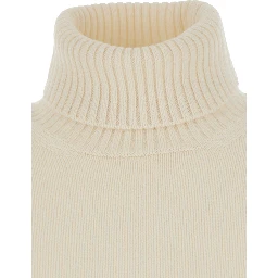 White Turtleneck sweater with ribbed finishes in wool and cashmere for men