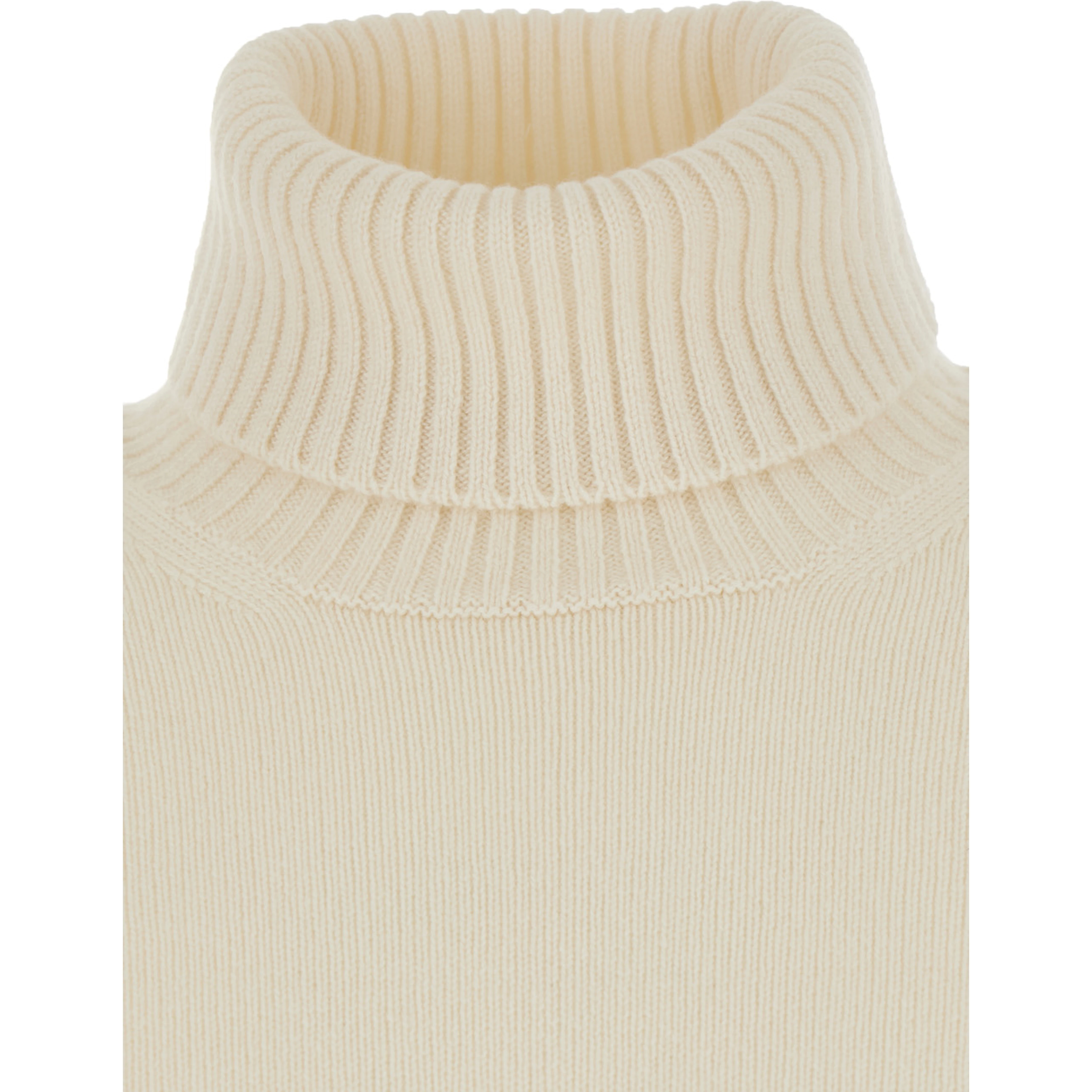White Turtleneck sweater with ribbed finishes in wool and cashmere for men
