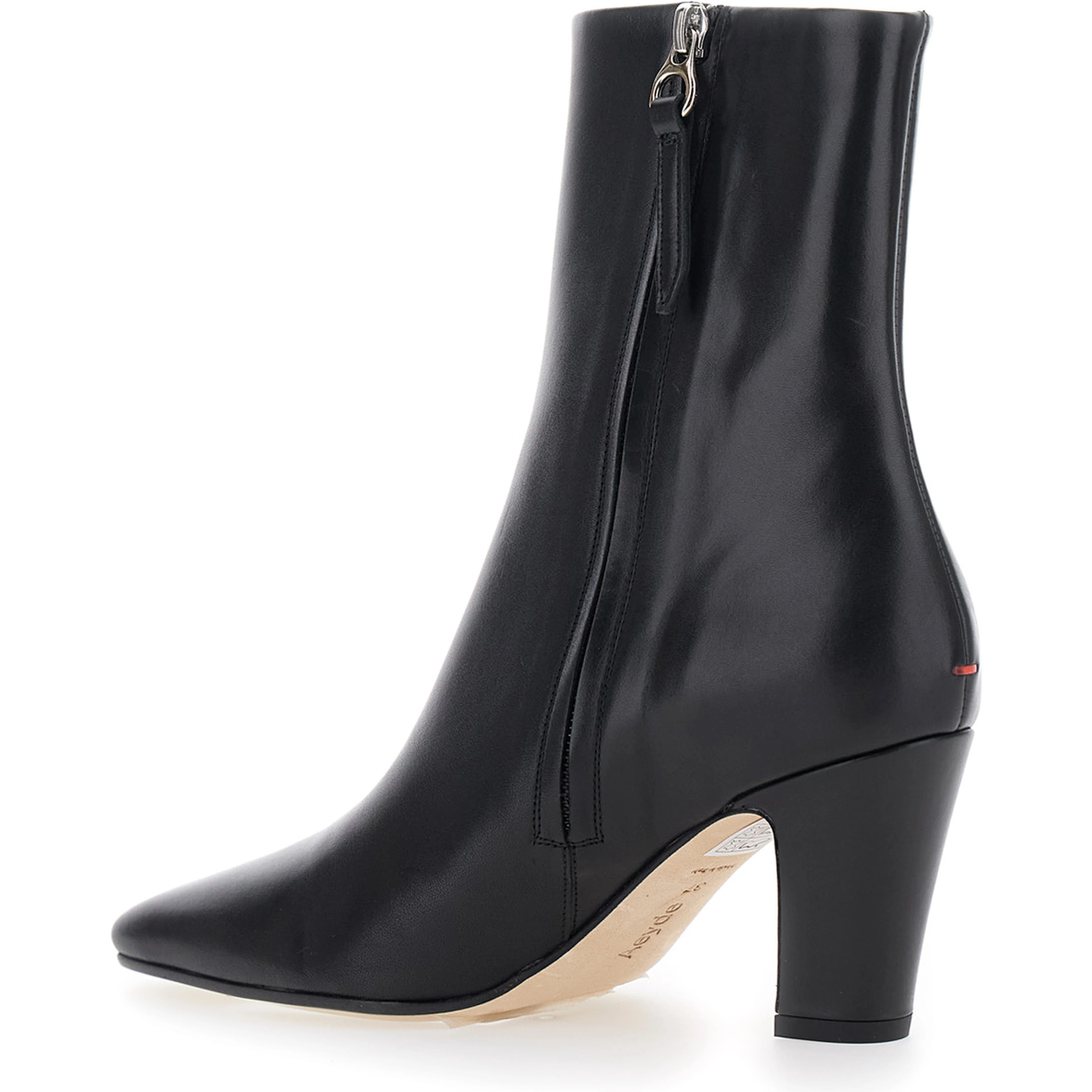 Maris Black Ankle Boots with Side Zip Closure and Medium Heel in Leather for Women