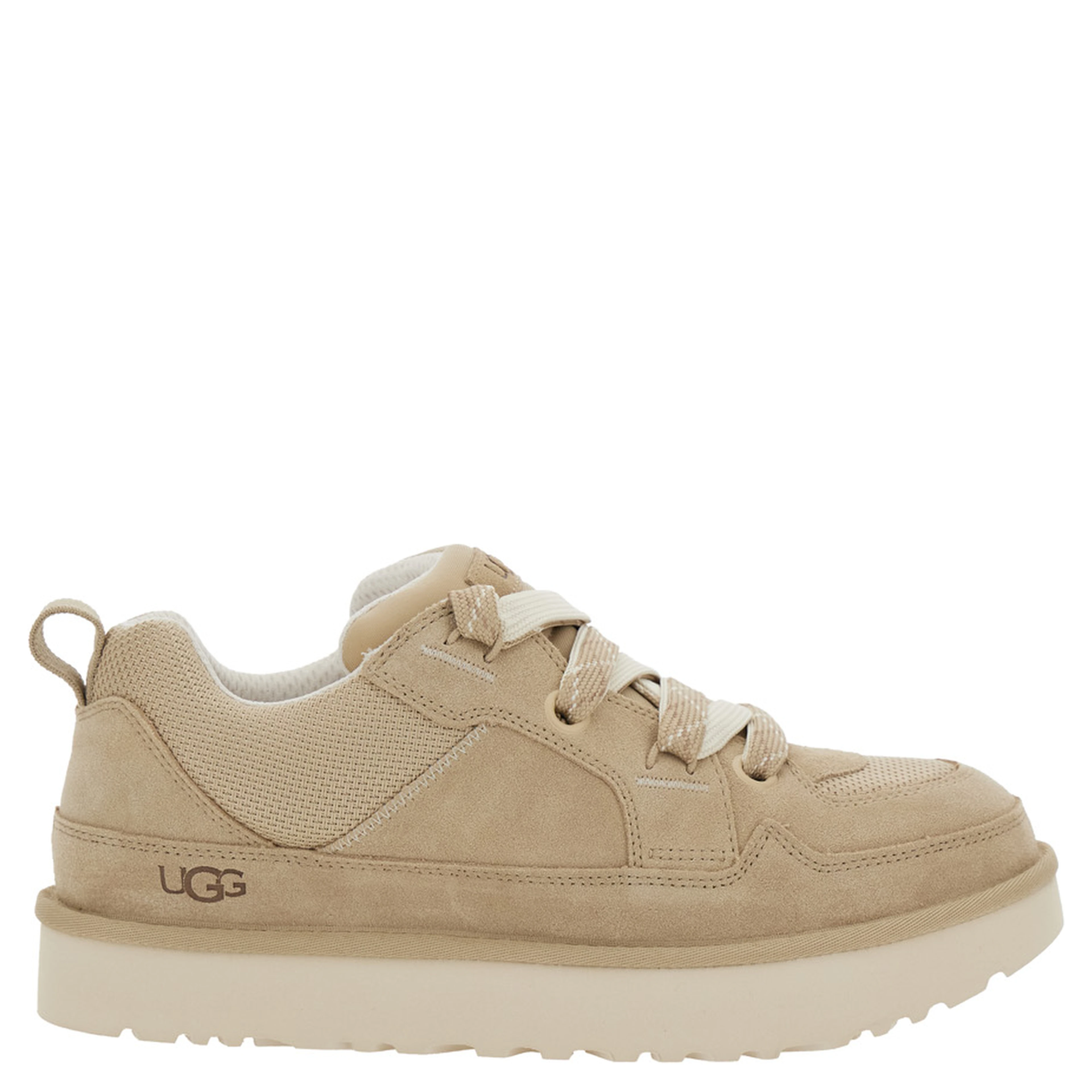Sneakers Lo Lowmel with Mesh Inserts and Logo on the Side in Beige Suede Men