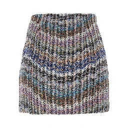 multicolor skirt with motif and all-over sequins in fabric women