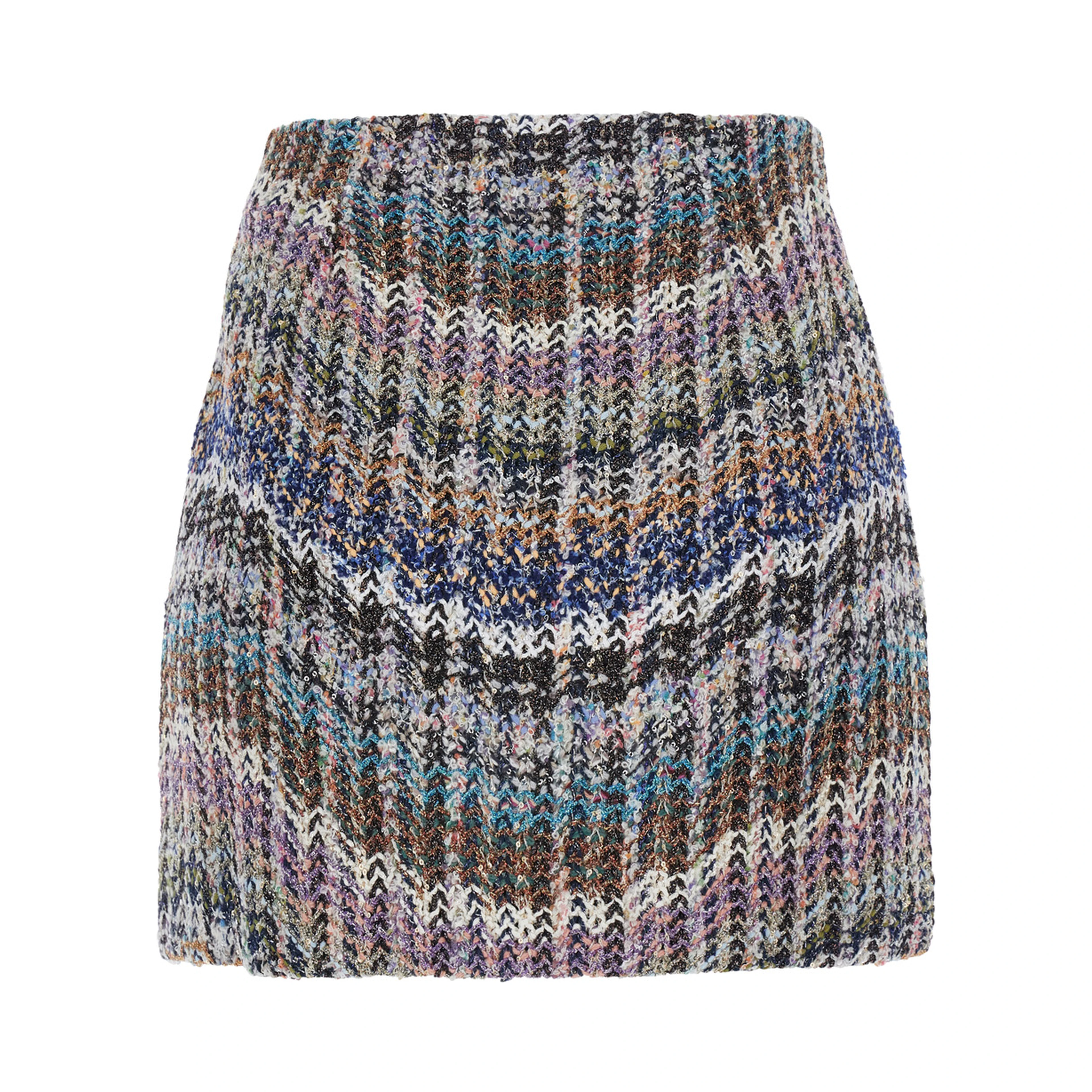 multicolor skirt with motif and all-over sequins in fabric women