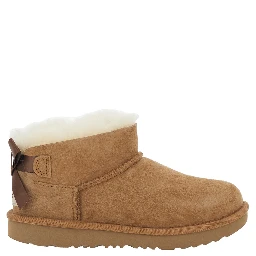 Ultra Mini Bailey Bow Brown ankle boots with logo patch and bow on the back in suede for girl