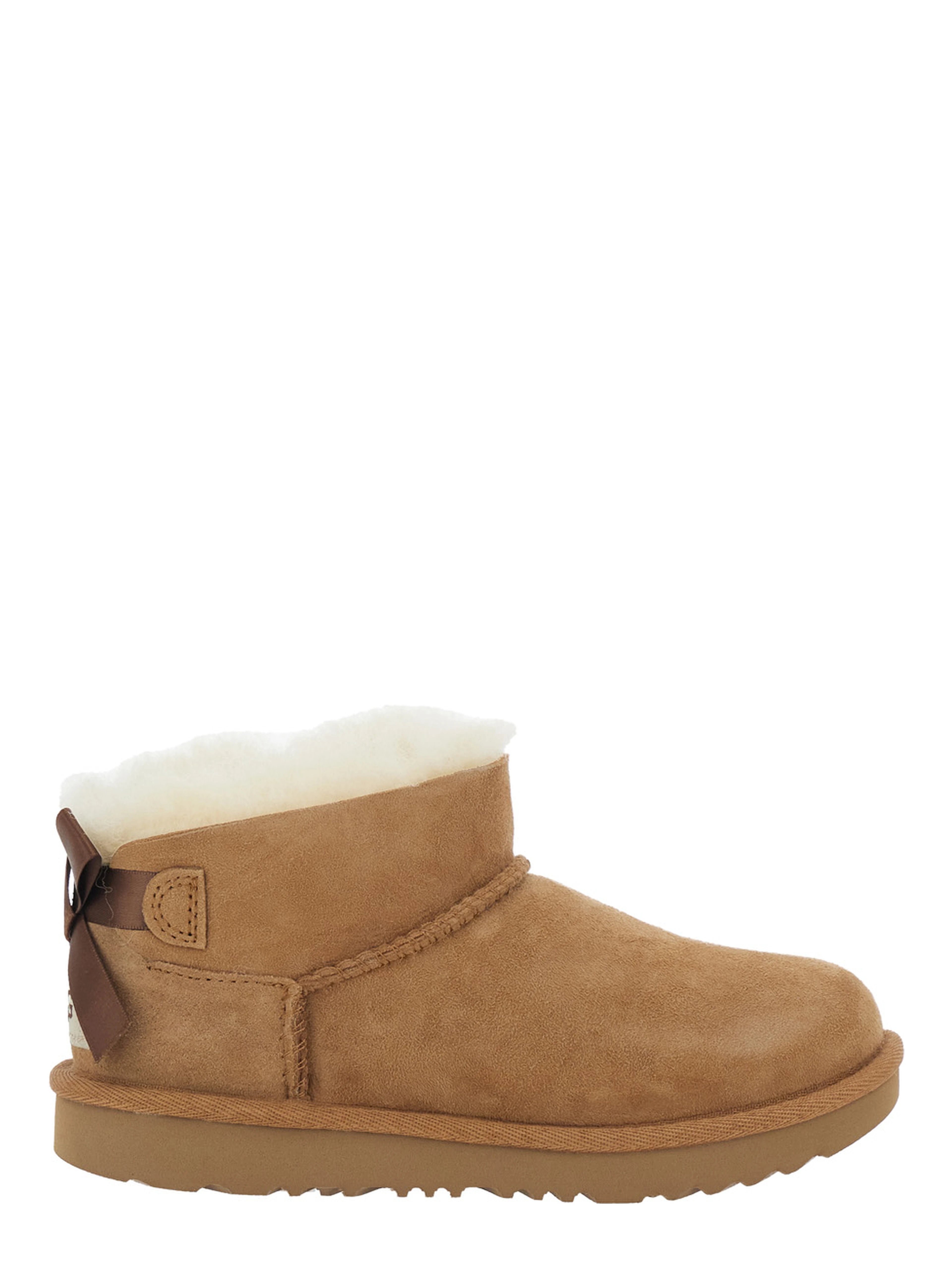 Ultra Mini Bailey Bow Brown ankle boots with logo patch and bow on the back in suede for girl