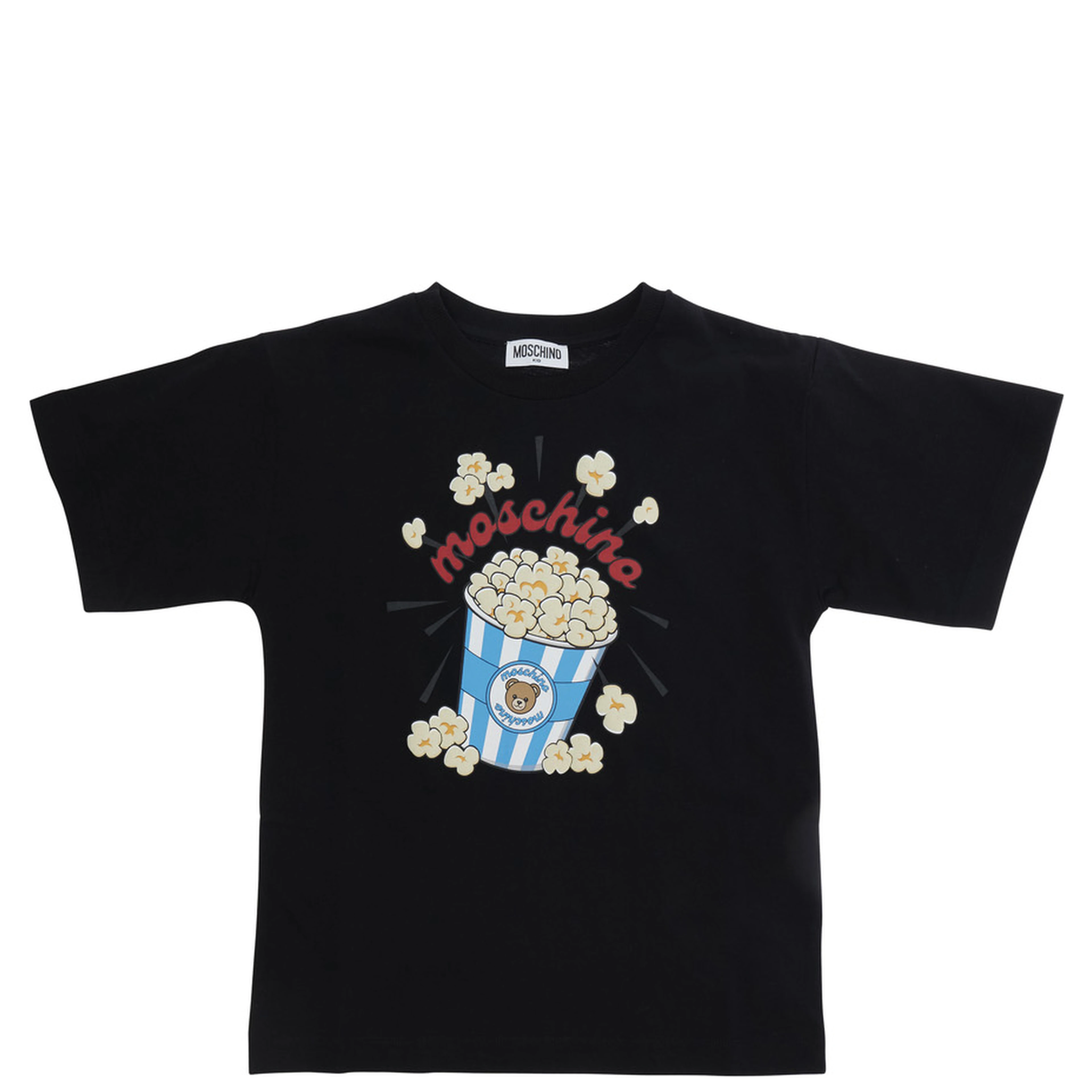 Black Crew neck T-shirt with maxi print on the front in cotton for Boy