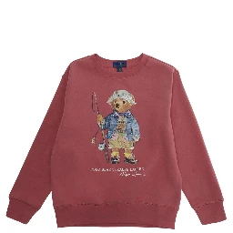 Red Crewneck sweatshirt with logo on the front in cotton boy