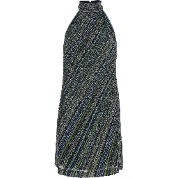 blue Dress with cut-out on the back and applied sequins in viscose blend for women
