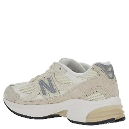 U2010 Gray Low Top Sneakers with Logo Patch on the Side in Leather and Tech Fabric Unisex