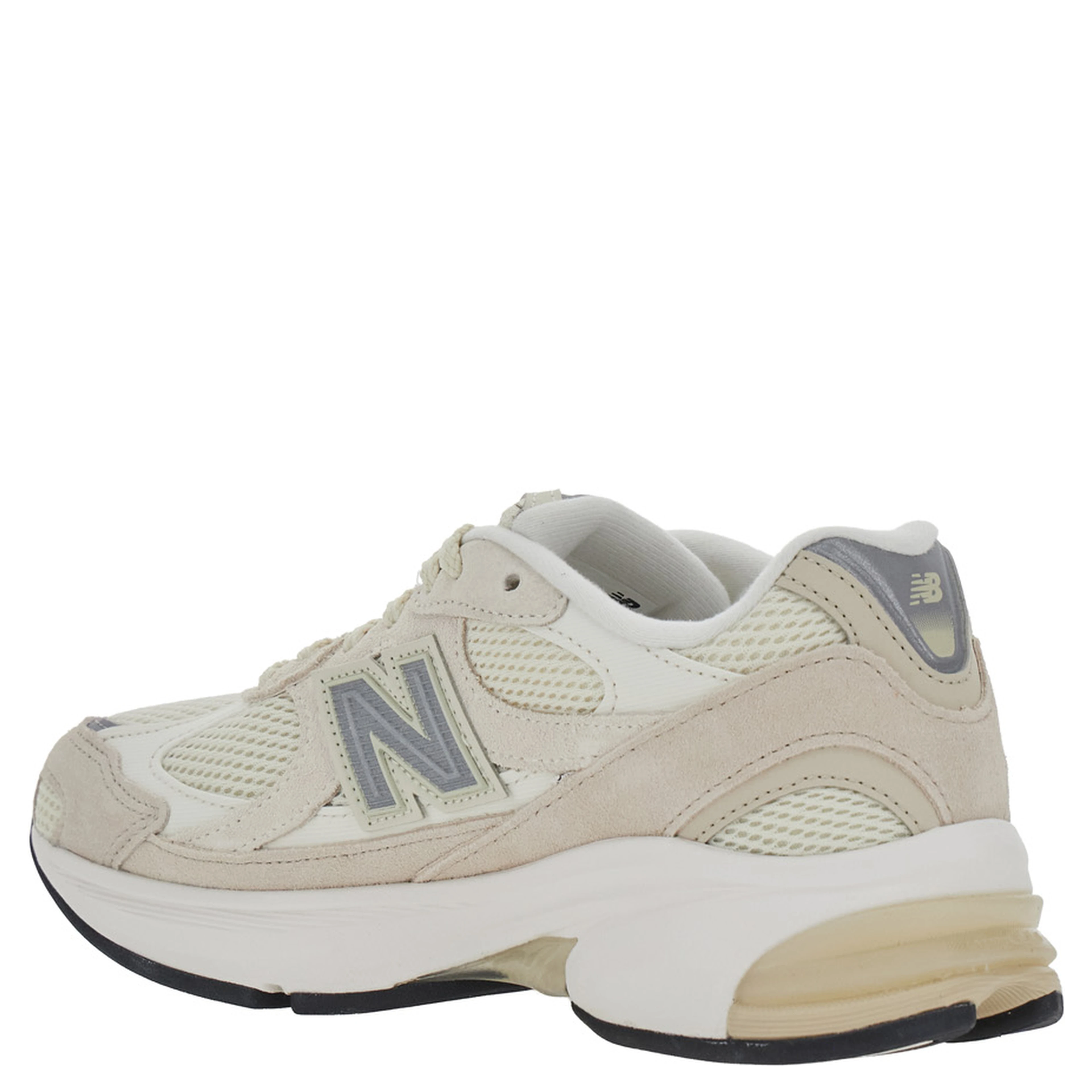 U2010 Gray Low Top Sneakers with Logo Patch on the Side in Leather and Tech Fabric Unisex