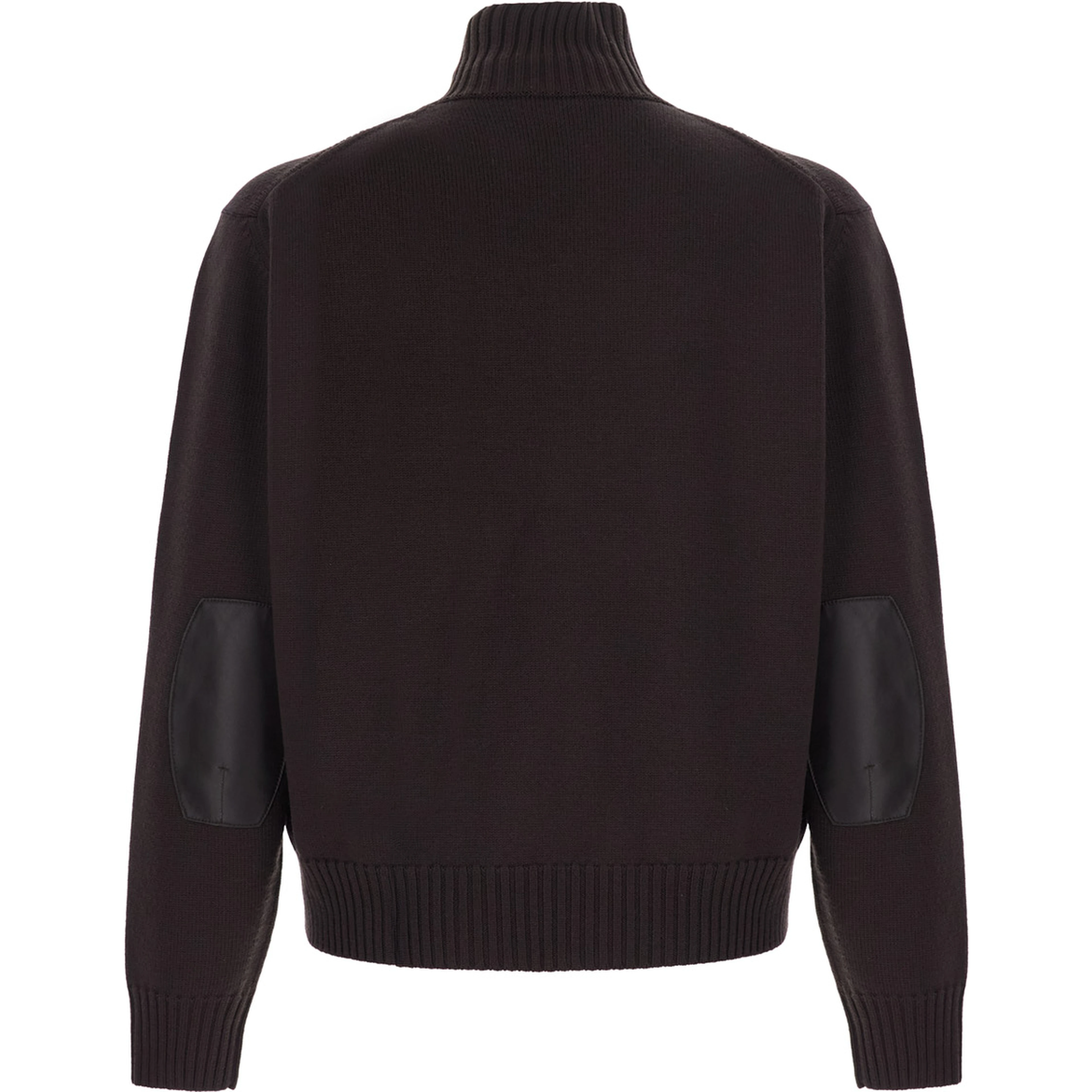 brown Sweater with high collar and ribbed design in Cotton Blend for men