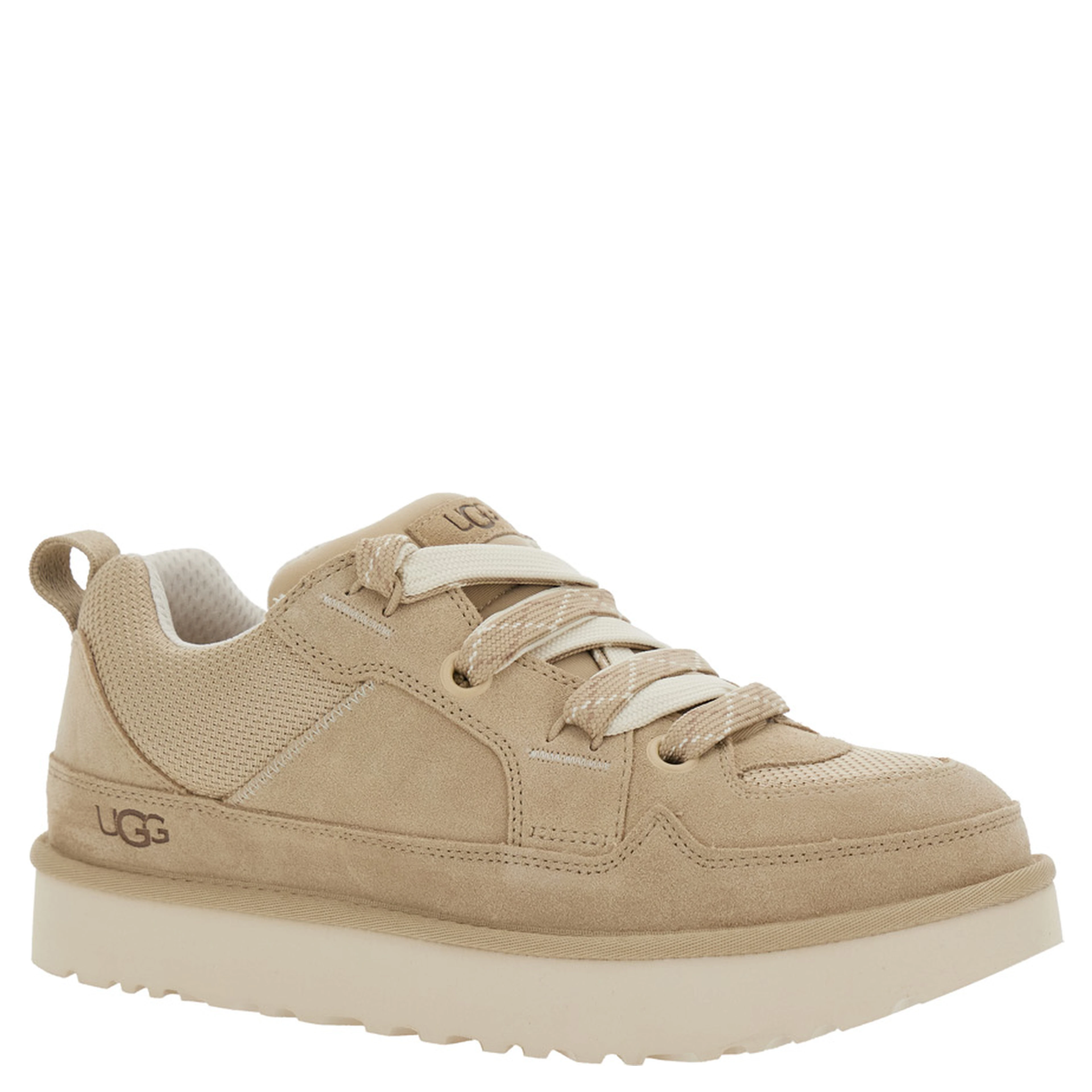 Sneakers Lo Lowmel with Mesh Inserts and Logo on the Side in Beige Suede Men