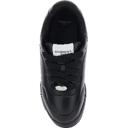 Black Low Top Sneaker with Logo Lettering on the Back and Logo Patch on the Tongue in Leather for Men