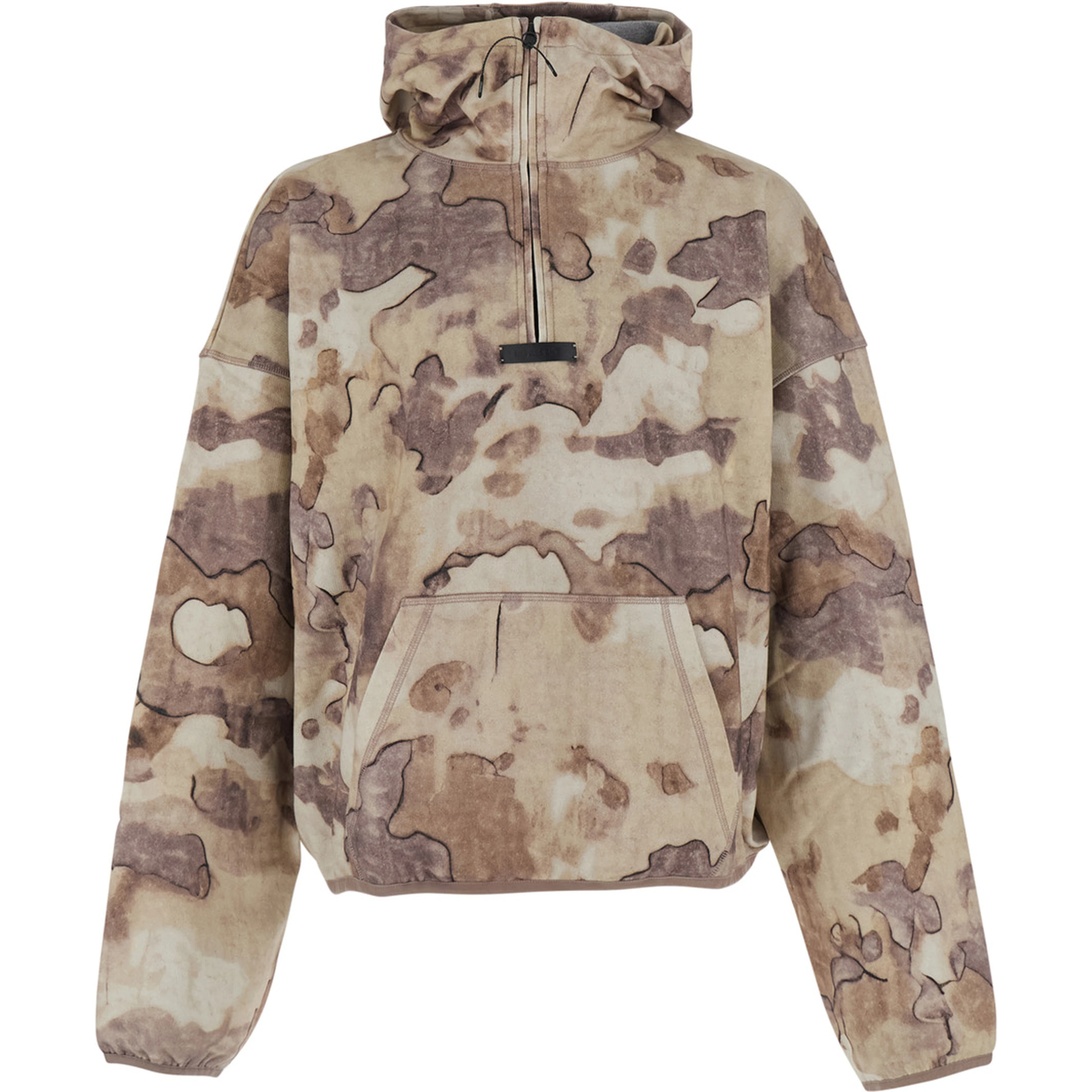Beige Zip-Up Hoodie with All-Over Print in Cotton for Men