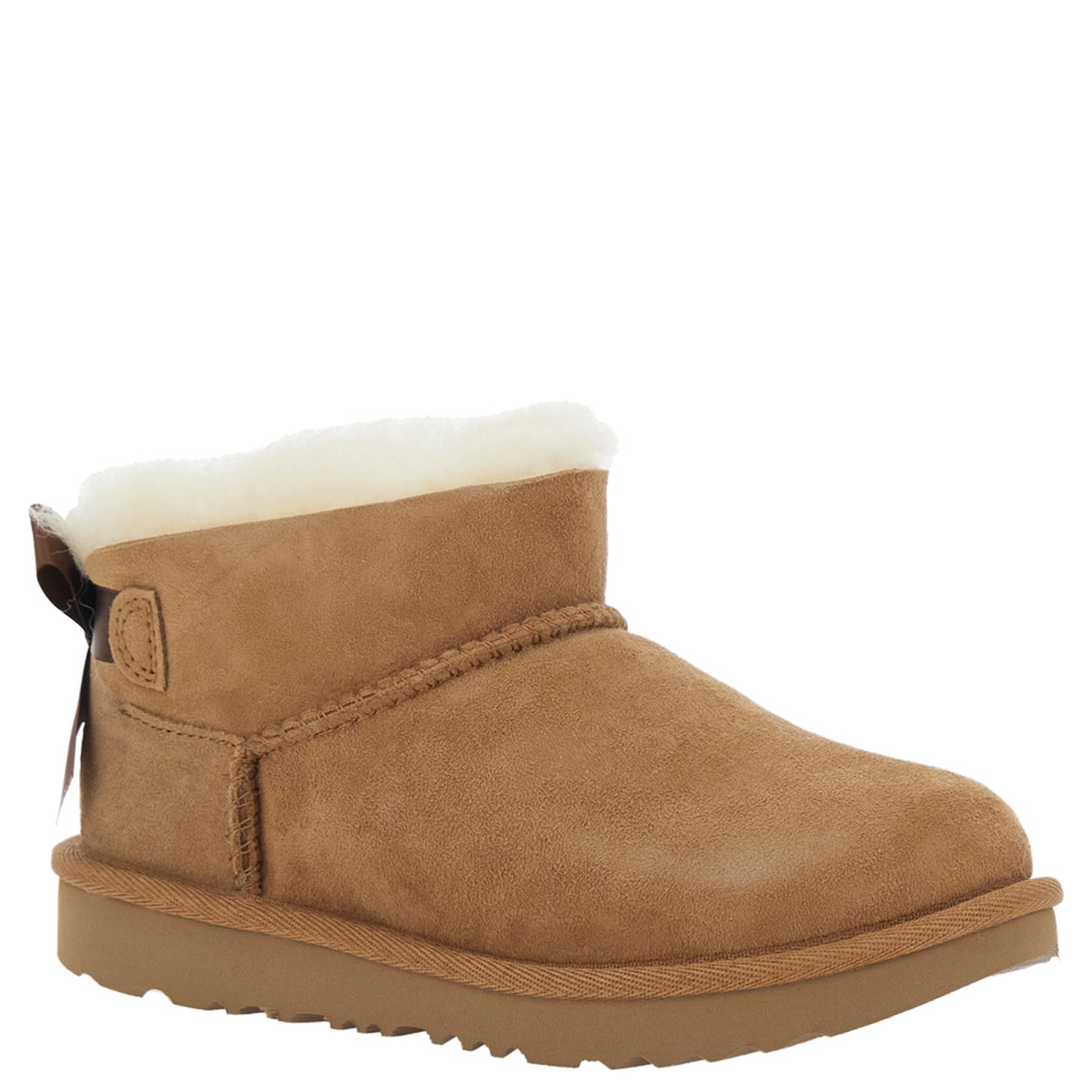 Ultra Mini Bailey Bow Brown ankle boots with logo patch and bow on the back in suede for girl