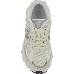U2010 Gray Low Top Sneakers with Logo Patch on the Side in Leather and Tech Fabric Unisex