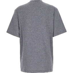 Gray crew neck T-shirt with logo print on the front in cotton for women