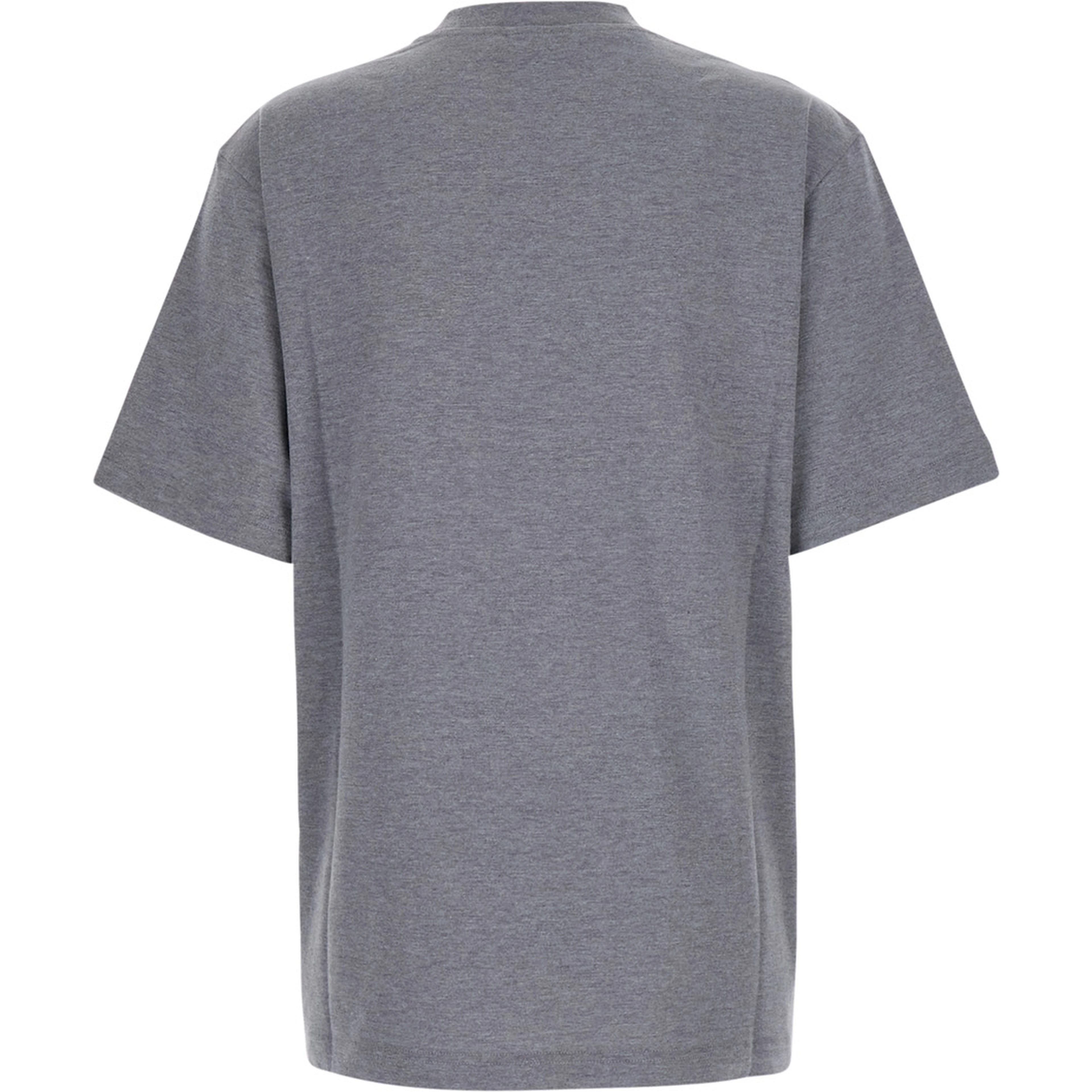 Gray crew neck T-shirt with logo print on the front in cotton for women