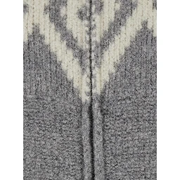 Multicolor Cardigan with high collar and motif in wool and cashmere for men