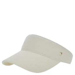 Berkley White Visor with Curved Brim and Logo Plate on the Side in Wool for Women
