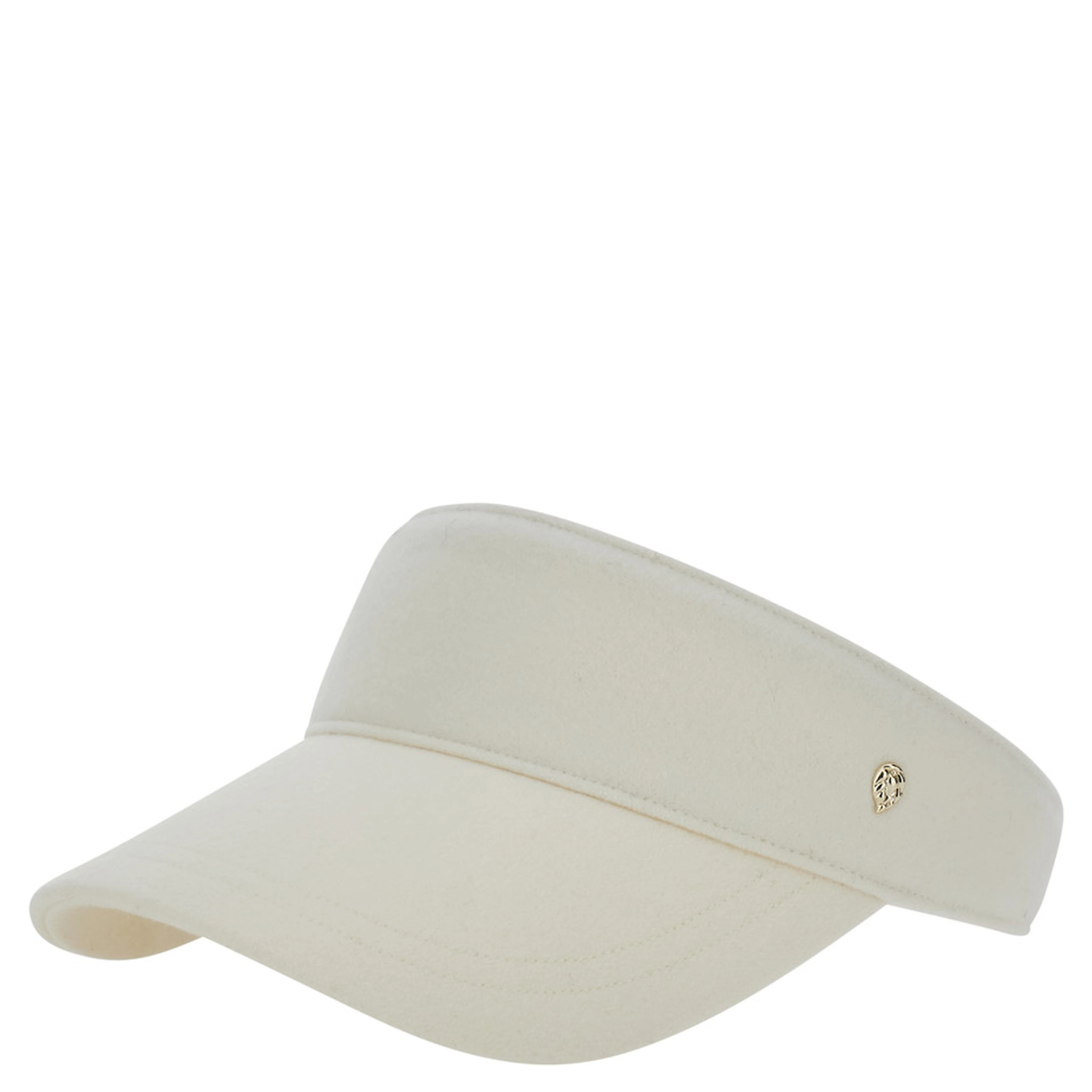 Berkley White Visor with Curved Brim and Logo Plate on the Side in Wool for Women