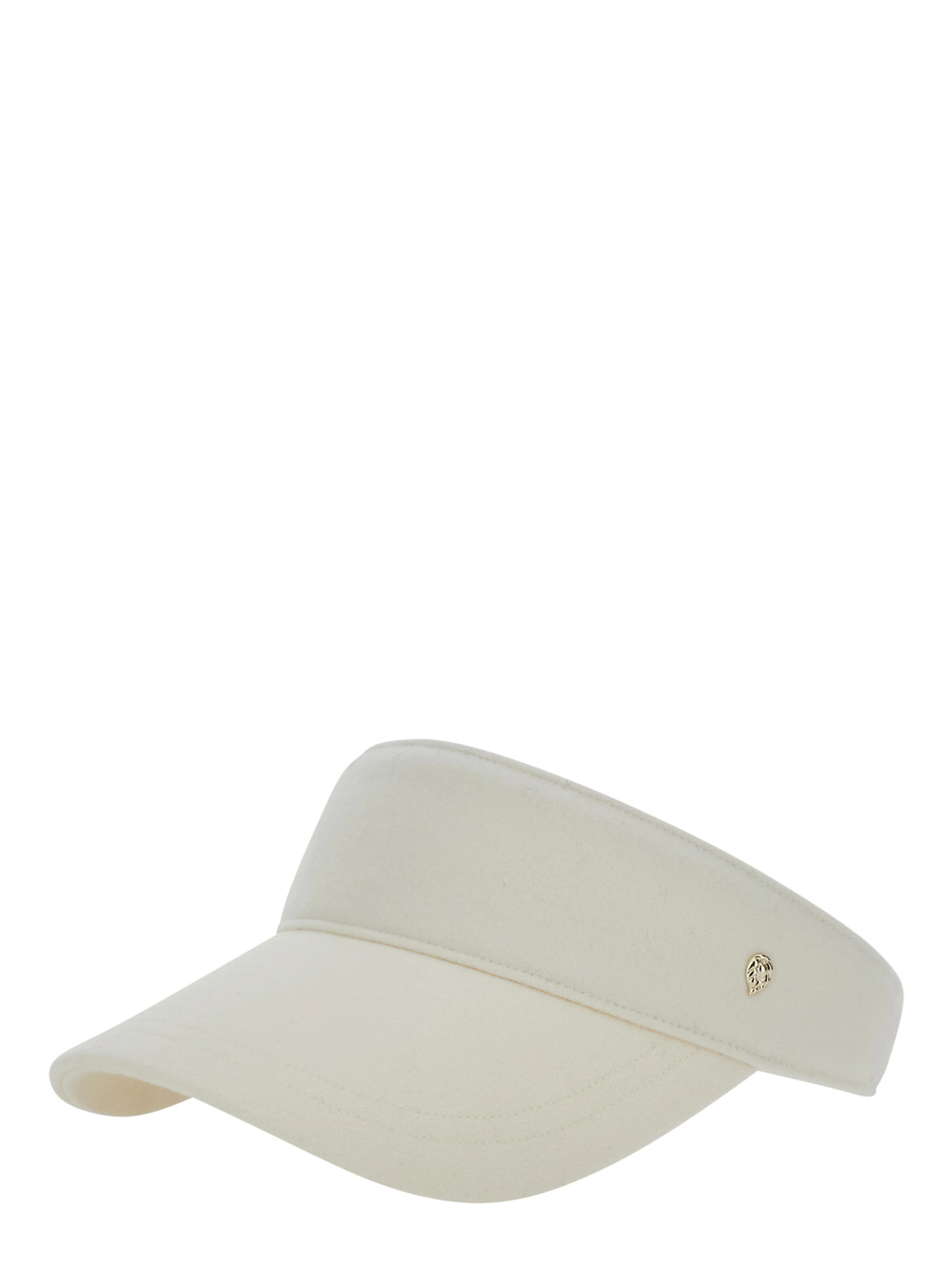 Berkley White Visor with Curved Brim and Logo Plate on the Side in Wool for Women