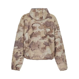 Beige Zip-Up Hoodie with All-Over Print in Cotton for Men