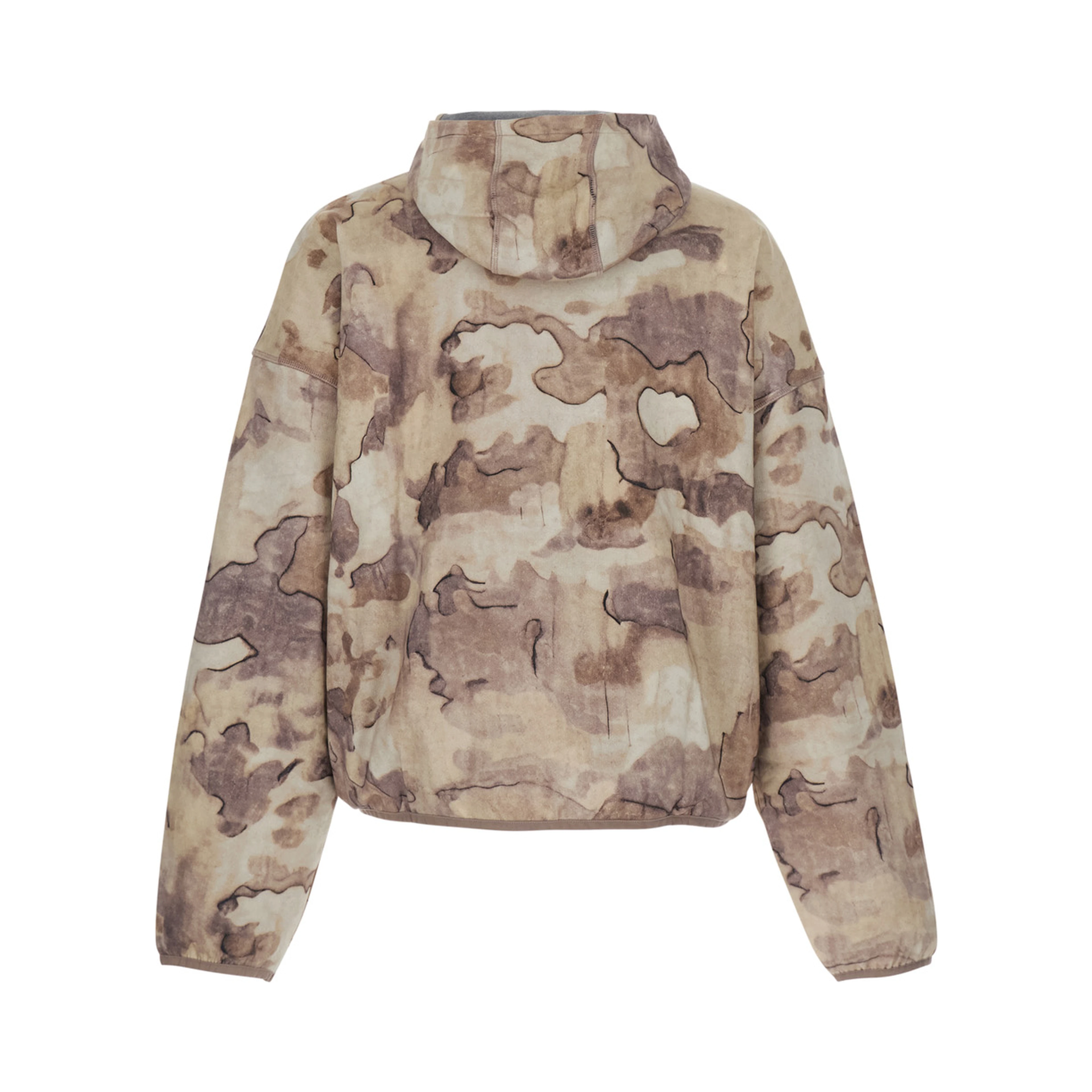 Beige Zip-Up Hoodie with All-Over Print in Cotton for Men