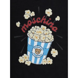 Black Crew neck T-shirt with maxi print on the front in cotton for Boy