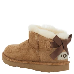 Ultra Mini Bailey Bow Brown ankle boots with logo patch and bow on the back in suede for girl