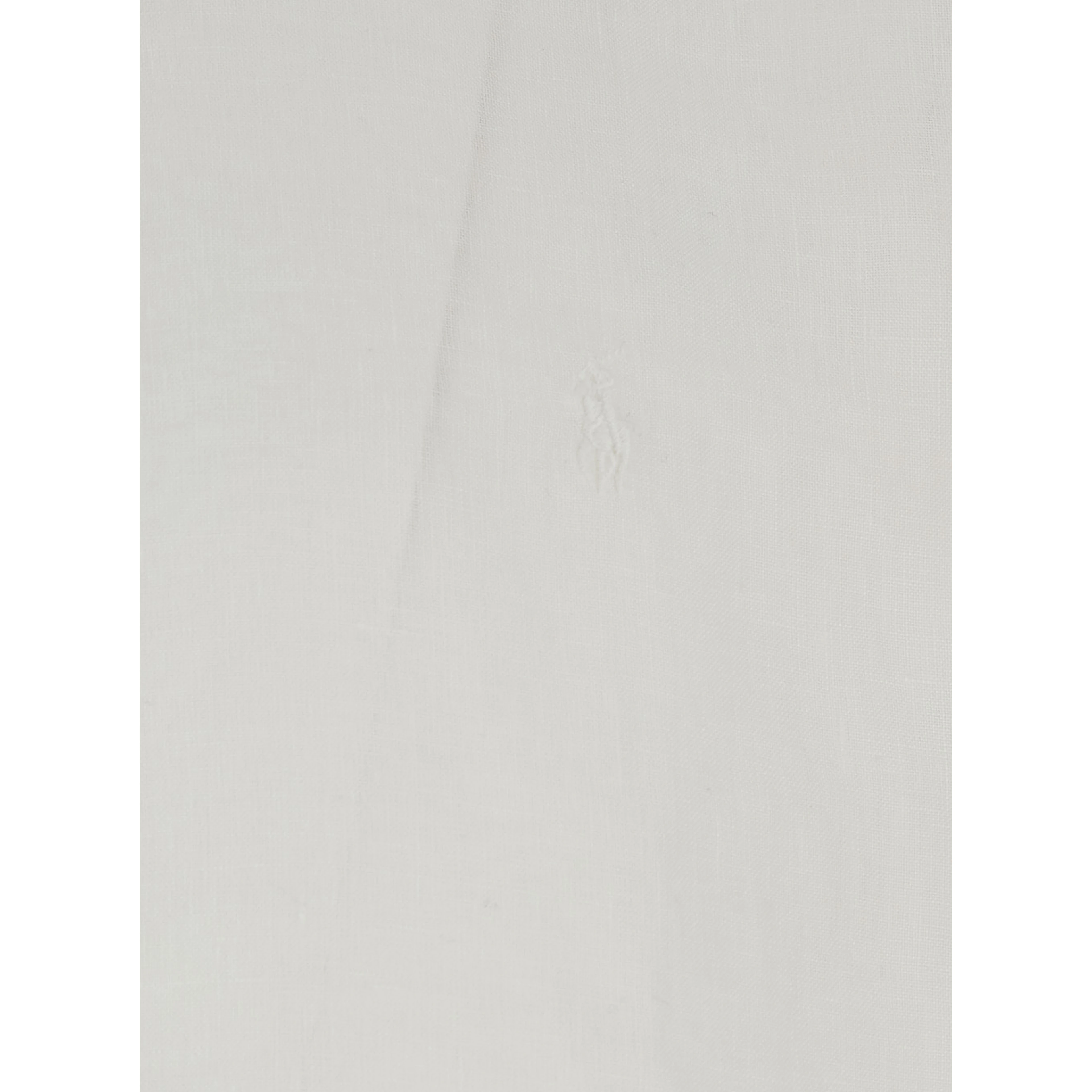 White Shirt with classic collar and Pony embroidery on the front in linen for men