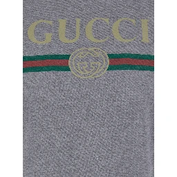 Gray crew neck T-shirt with logo print on the front in cotton for women