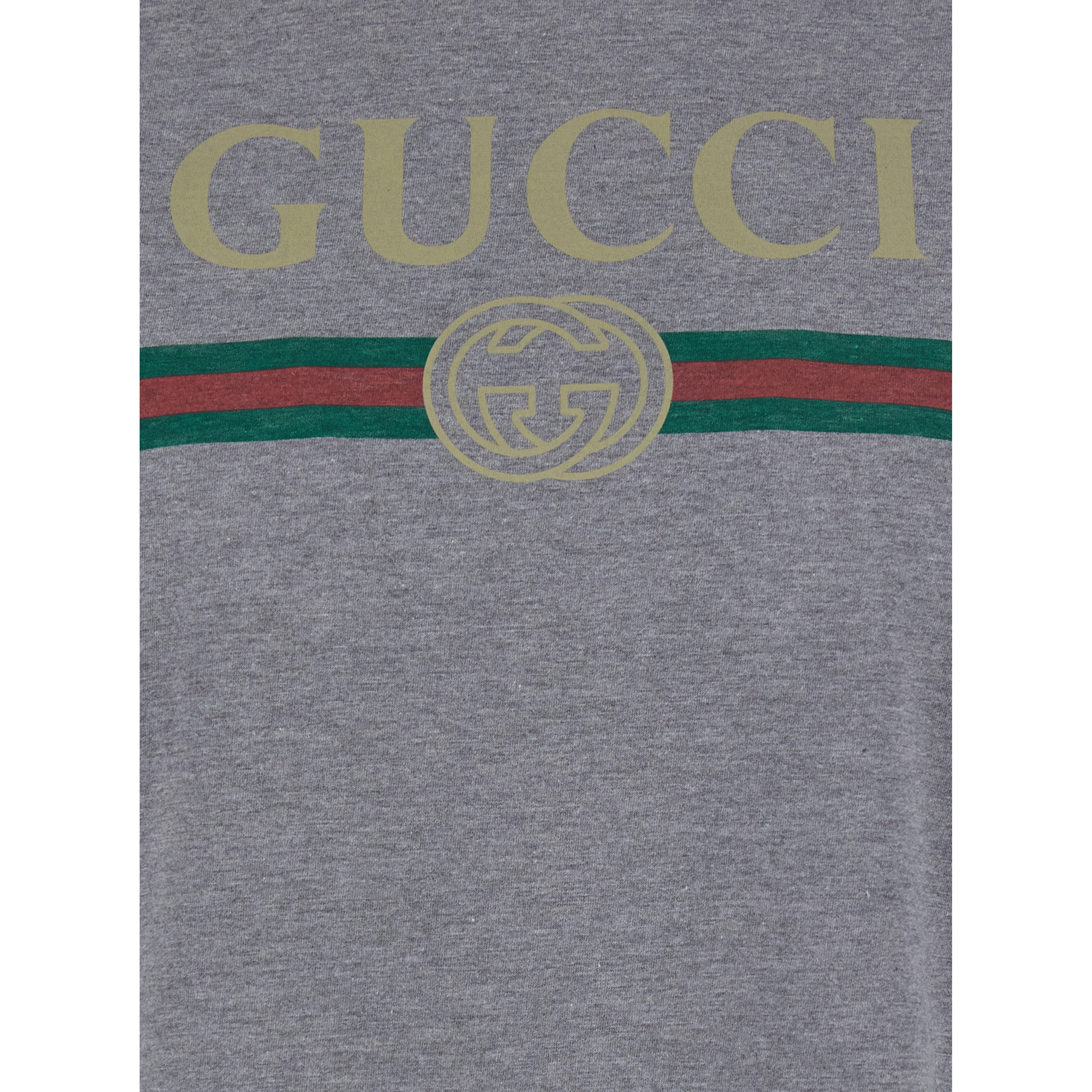 Gray crew neck T-shirt with logo print on the front in cotton for women