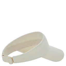 Berkley White Visor with Curved Brim and Logo Plate on the Side in Wool for Women