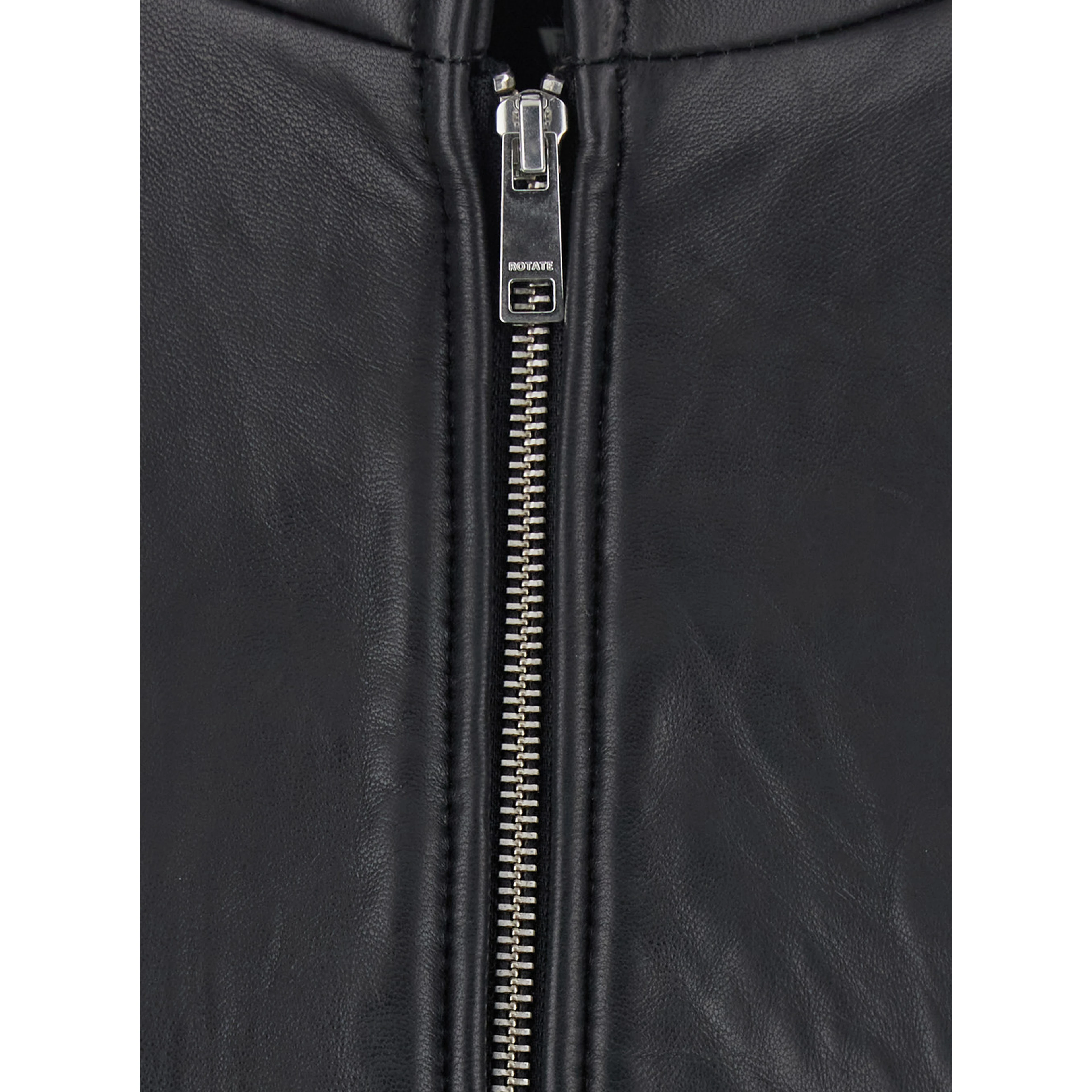black Oversized jacket with Dropped shoulders and boxy design in leather for women