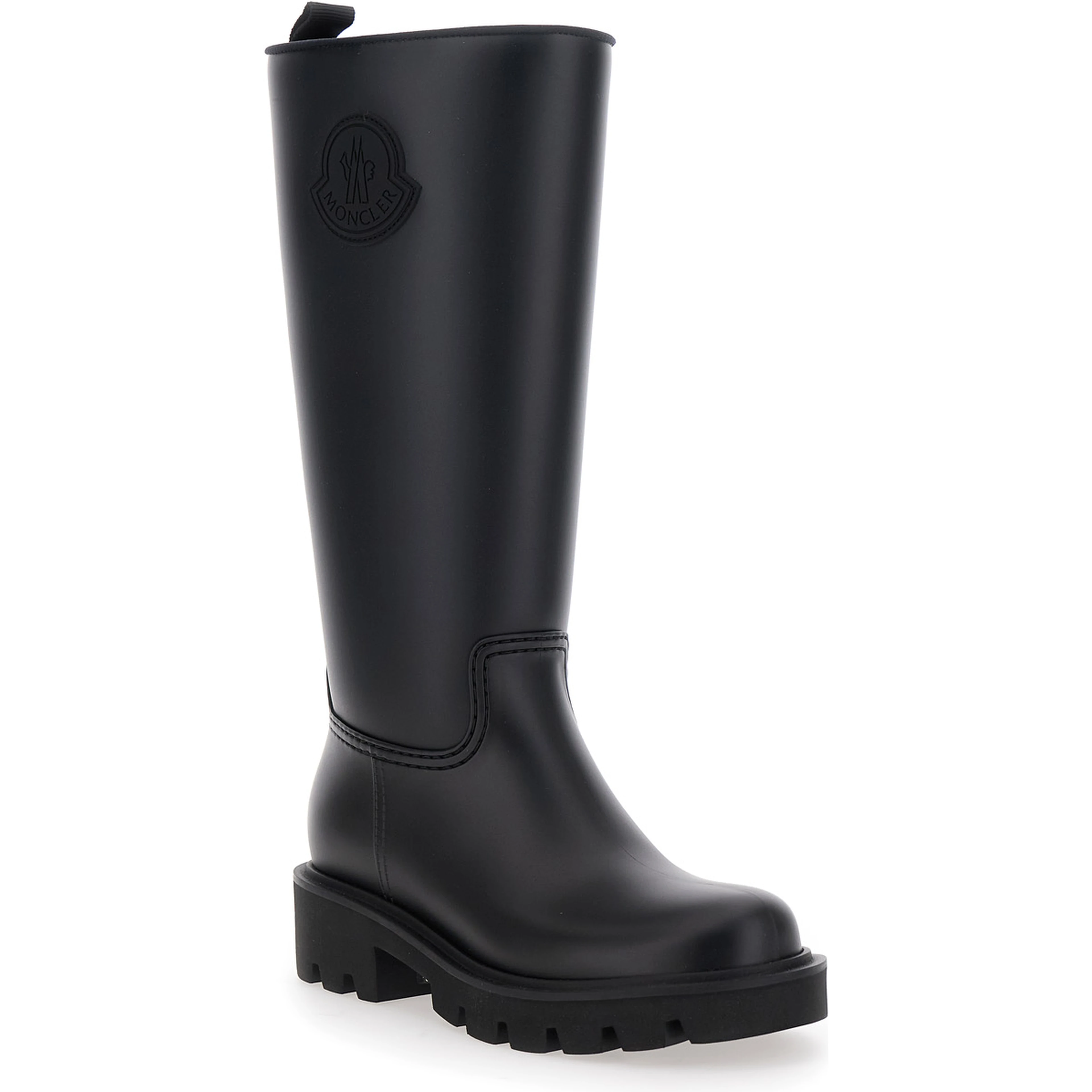 Kickstream Black Boots with Low Block Heel and Tonal Logo Patch on the Side in Tech Fabric Woman