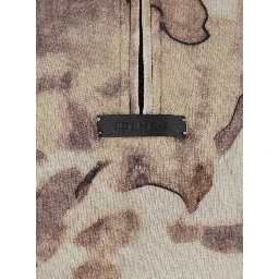Beige Zip-Up Hoodie with All-Over Print in Cotton for Men