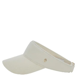 Berkley White Visor with Curved Brim and Logo Plate on the Side in Wool for Women