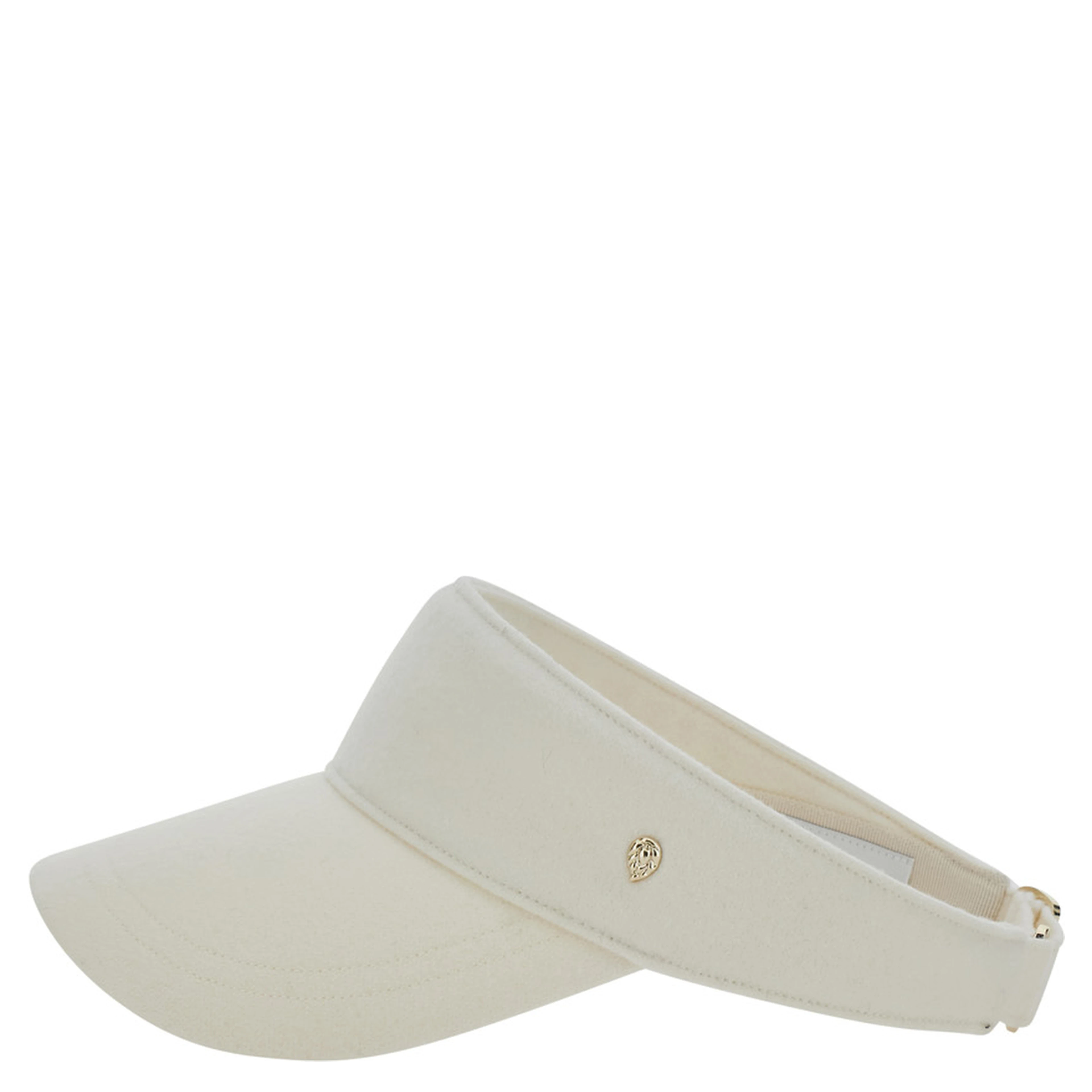 Berkley White Visor with Curved Brim and Logo Plate on the Side in Wool for Women