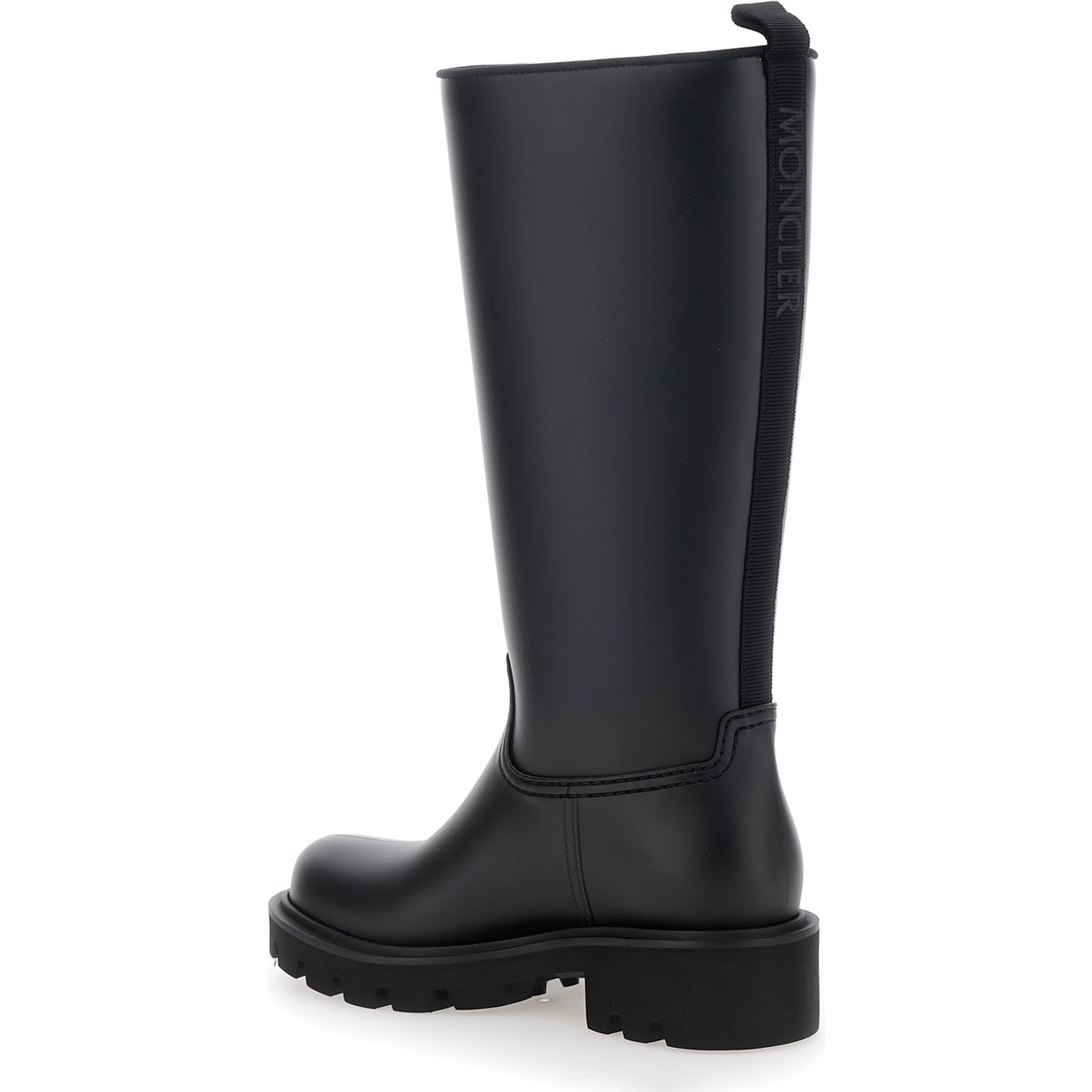 Kickstream Black Boots with Low Block Heel and Tonal Logo Patch on the Side in Tech Fabric Woman