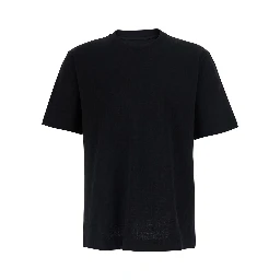 Black Crew neck T-shirt with all-over FF motif in cotton for men