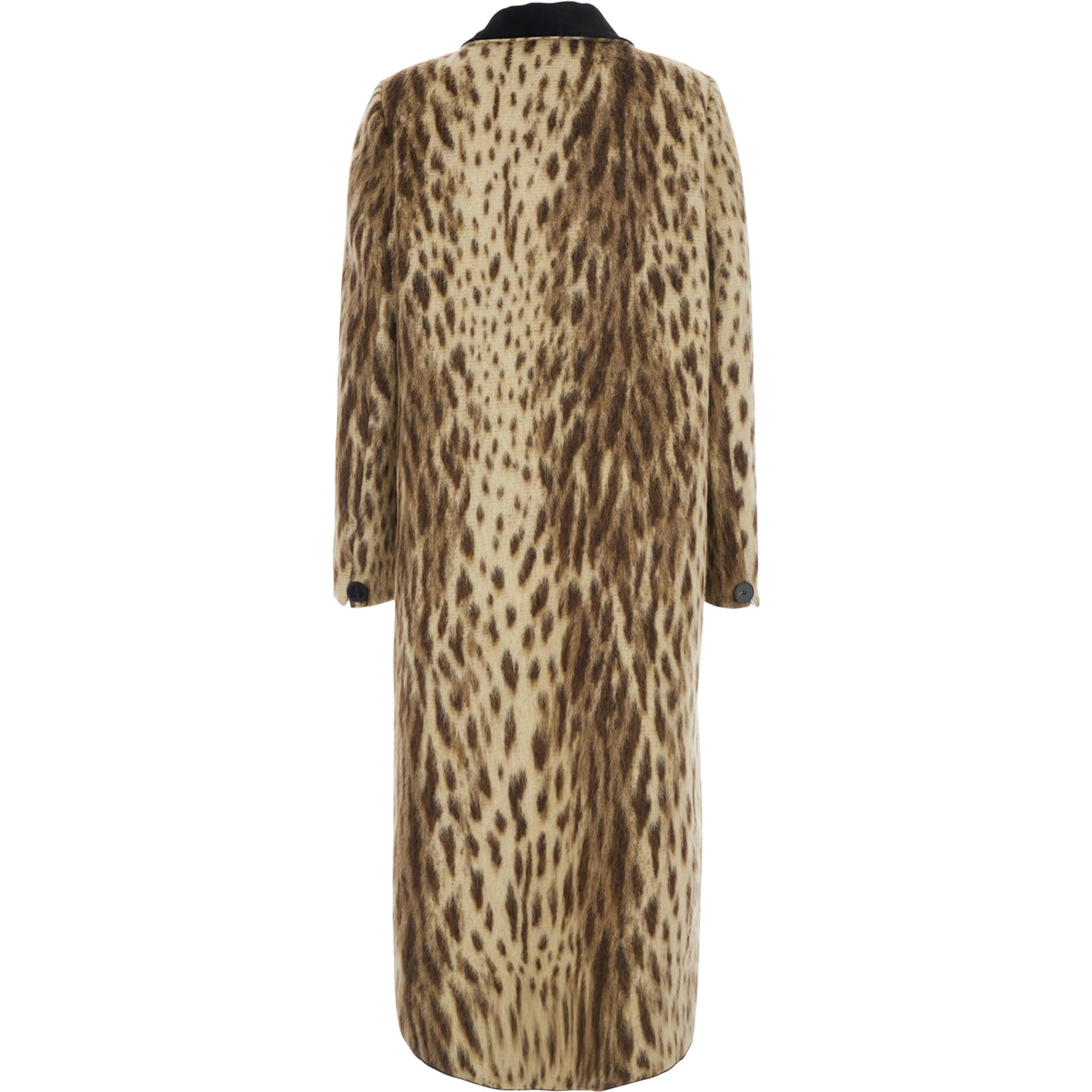 Coat royal leopard long jacquard with long sleeves and front closure. Beige color. Woman.
