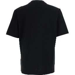 Black Crew neck T-shirt with all-over FF motif in cotton for men