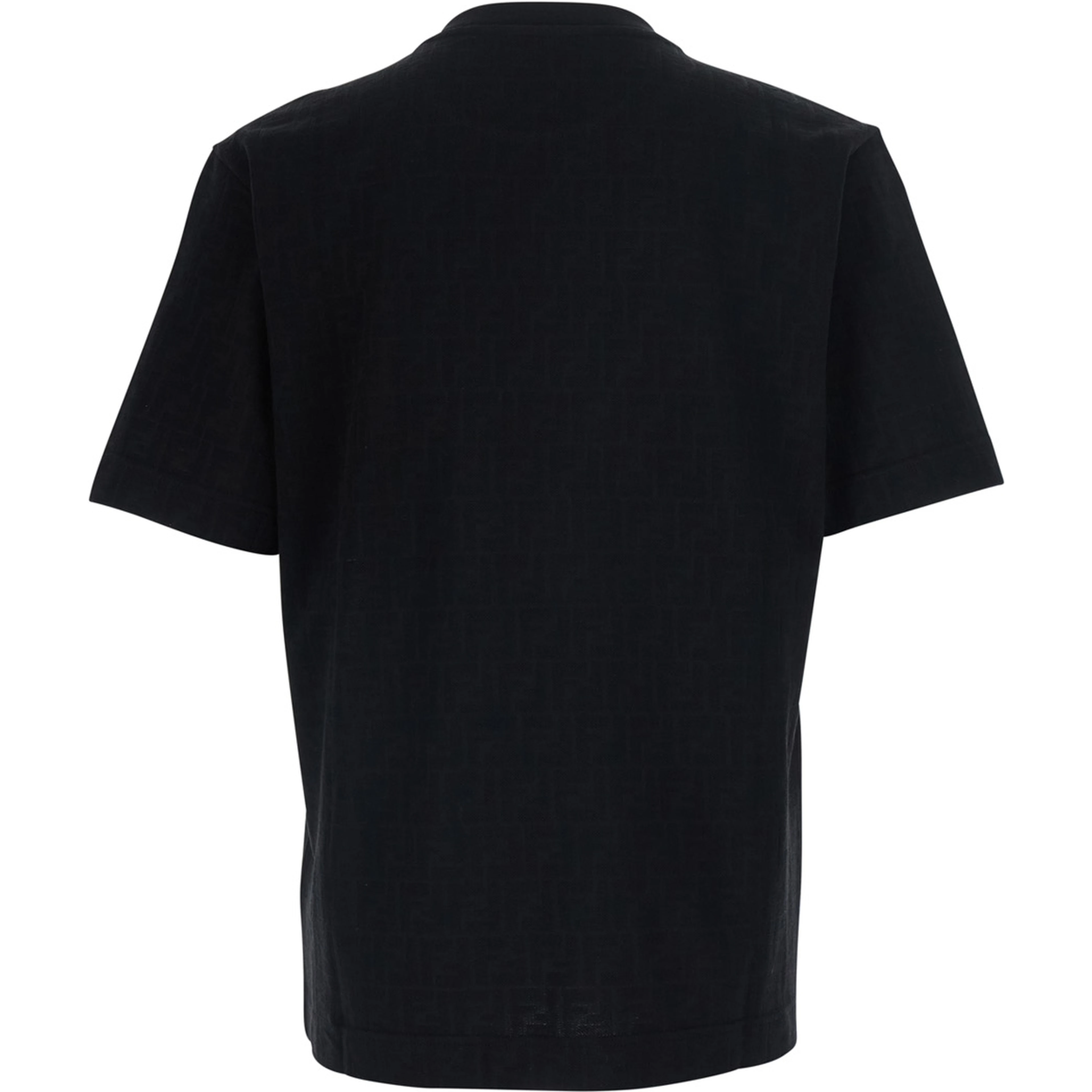 Black Crew neck T-shirt with all-over FF motif in cotton for men