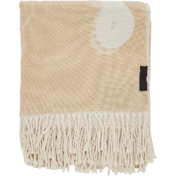 Beige Scarf with Fringed Edge in Fabric for Women